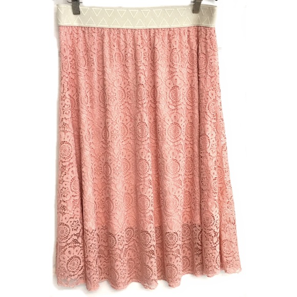 LuLaRoe Dresses & Skirts - LuLaRoe Lola Peach Lace Layered Midi Skirt XL